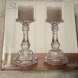 ⭐️Host Pick⭐️ Shannon Canterbury Crystal Candlestick pair NIB